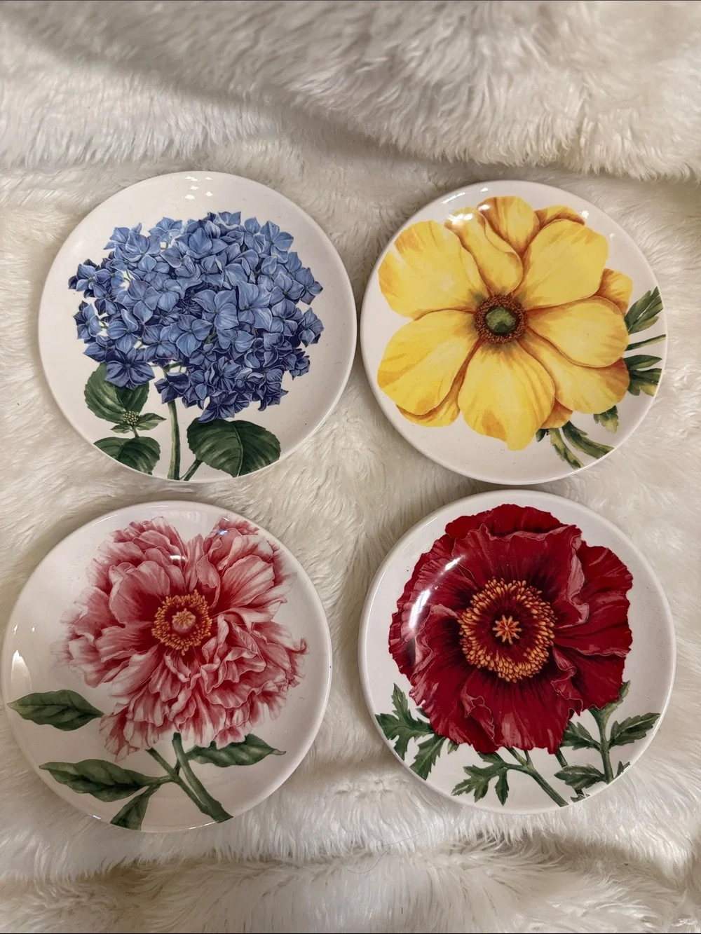 Pier 1 Imports Floral Medley Decorative Accent Plates Set of 4 Ironstone 6 Inch